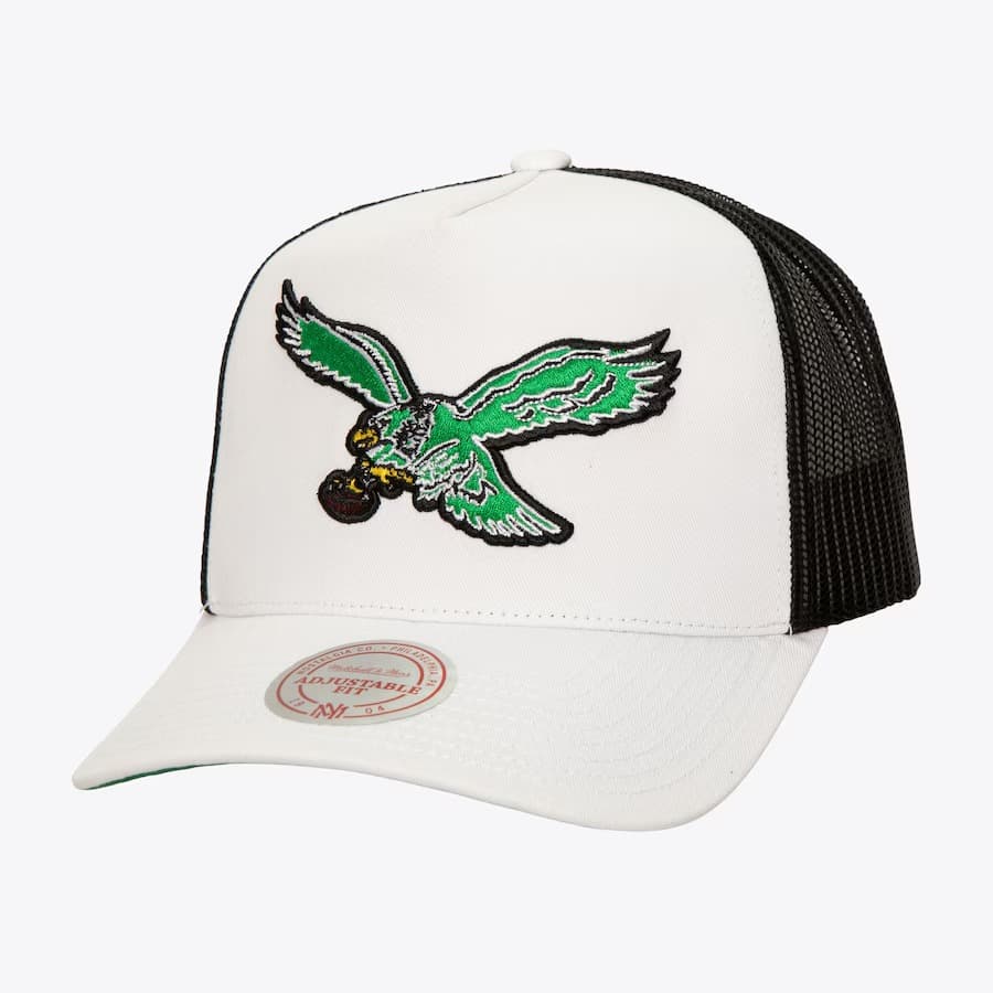 bejsbolka-mitchell-ness-white-philadelphia-eagles-core-trucker-snapback-hat