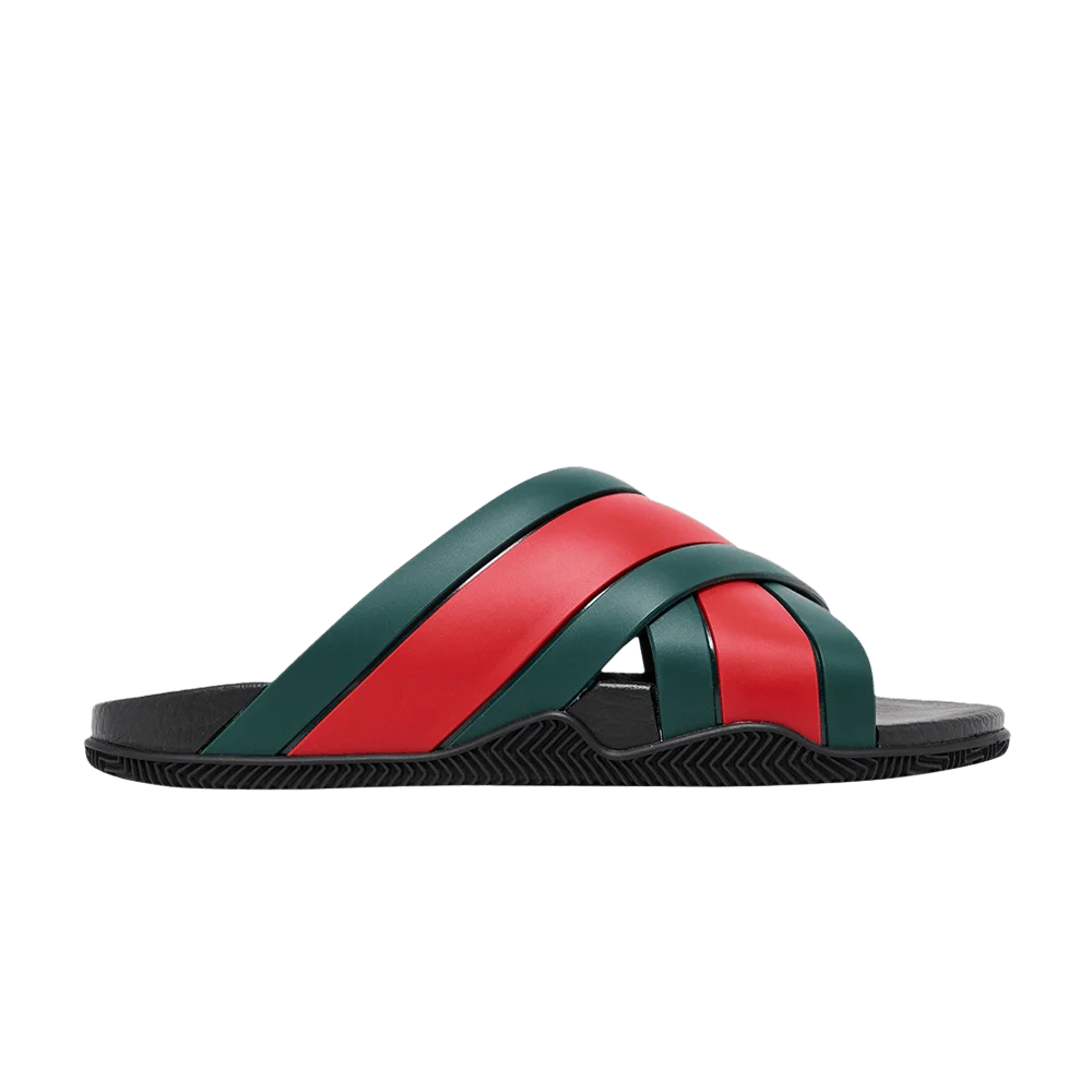 Кроссовки Gucci Wmns Slide Web Stripe 'Black'