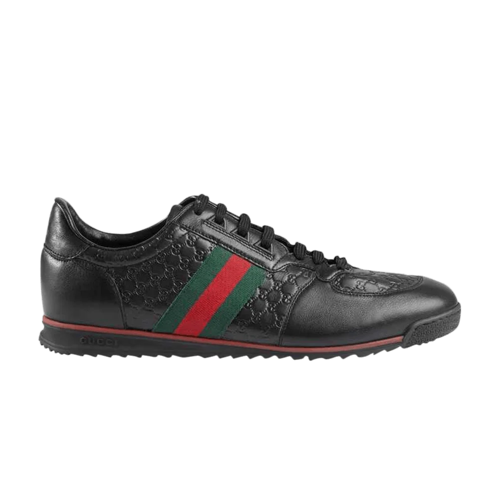 Кроссовки Gucci Leather Web Sneaker 'Black'