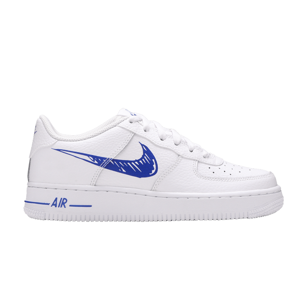 Кроссовки Nike Air Force 1 Low GS 'Doodle Swoosh - White Racer Blue'