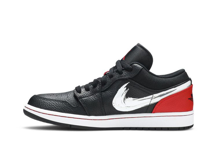 Кроссовки Air Jordan 1 Low 'Brushstroke Swoosh - Black Red'