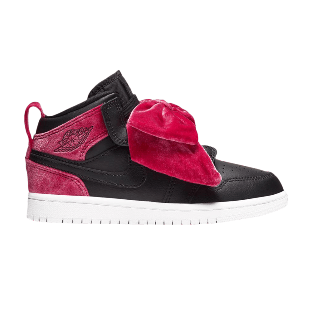 Кроссовки Air Jordan 1 Mid Bow PS 'Black Noble Red'