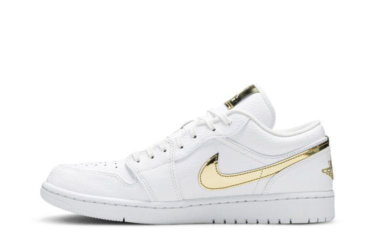 Кроссовки Wmns Air Jordan 1 Retro Low 'White Metallic Gold'
