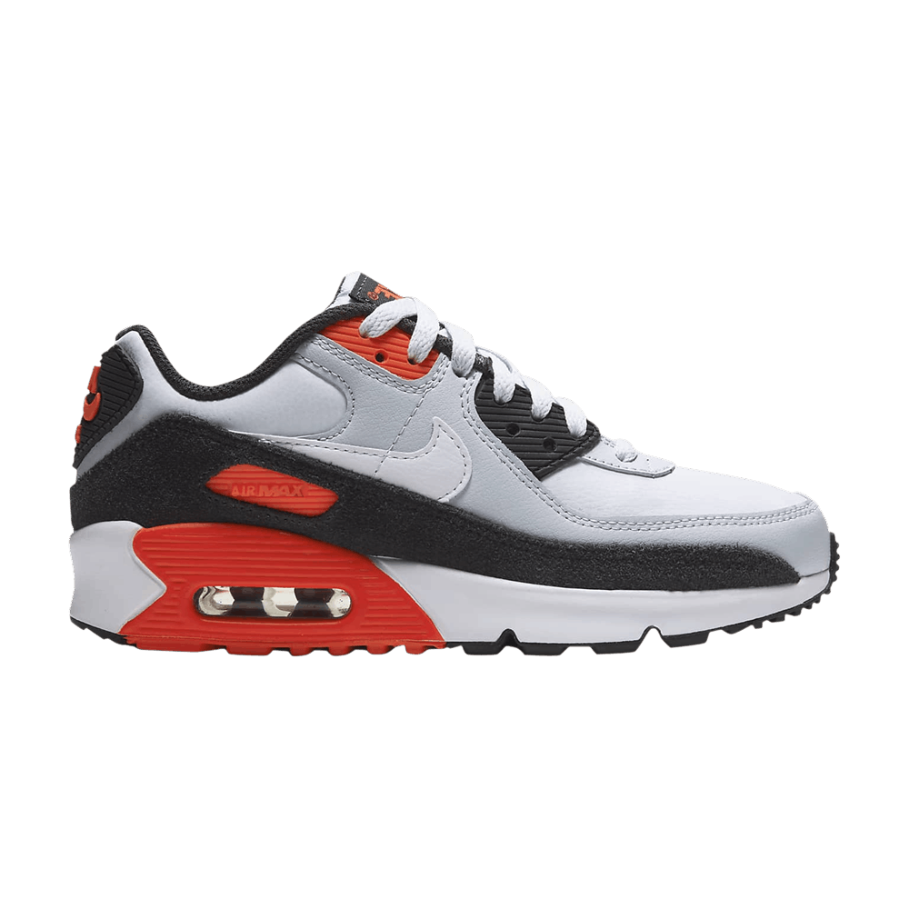 Кроссовки Nike Air Max 90 Leather GS 'Football Grey Bright Crimson'