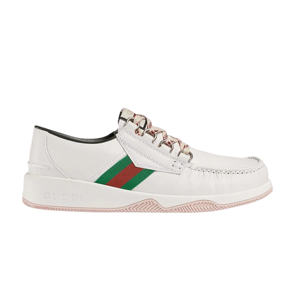 Кроссовки Gucci Leather Web Lace Up Low 'White'