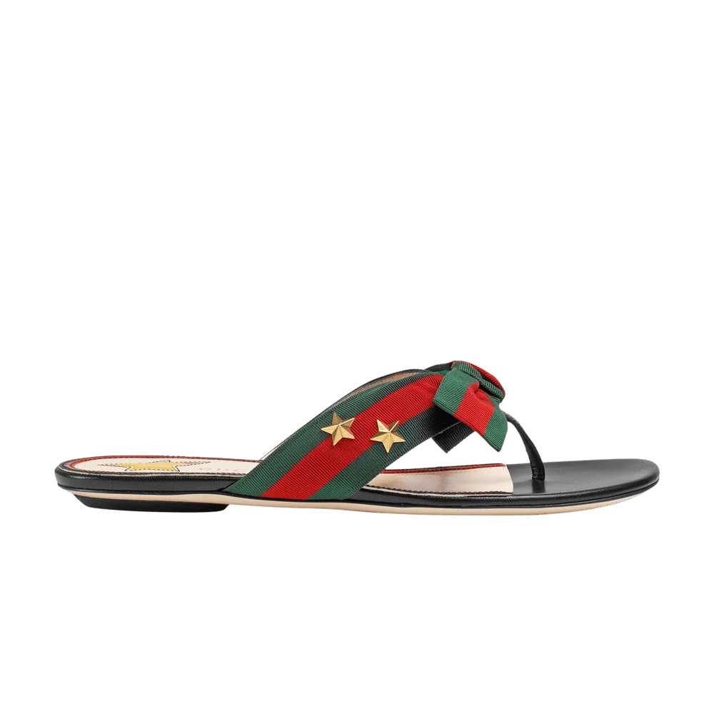 Gucci Wmns Web Bow Accent G-Thong Sandal 'Black'