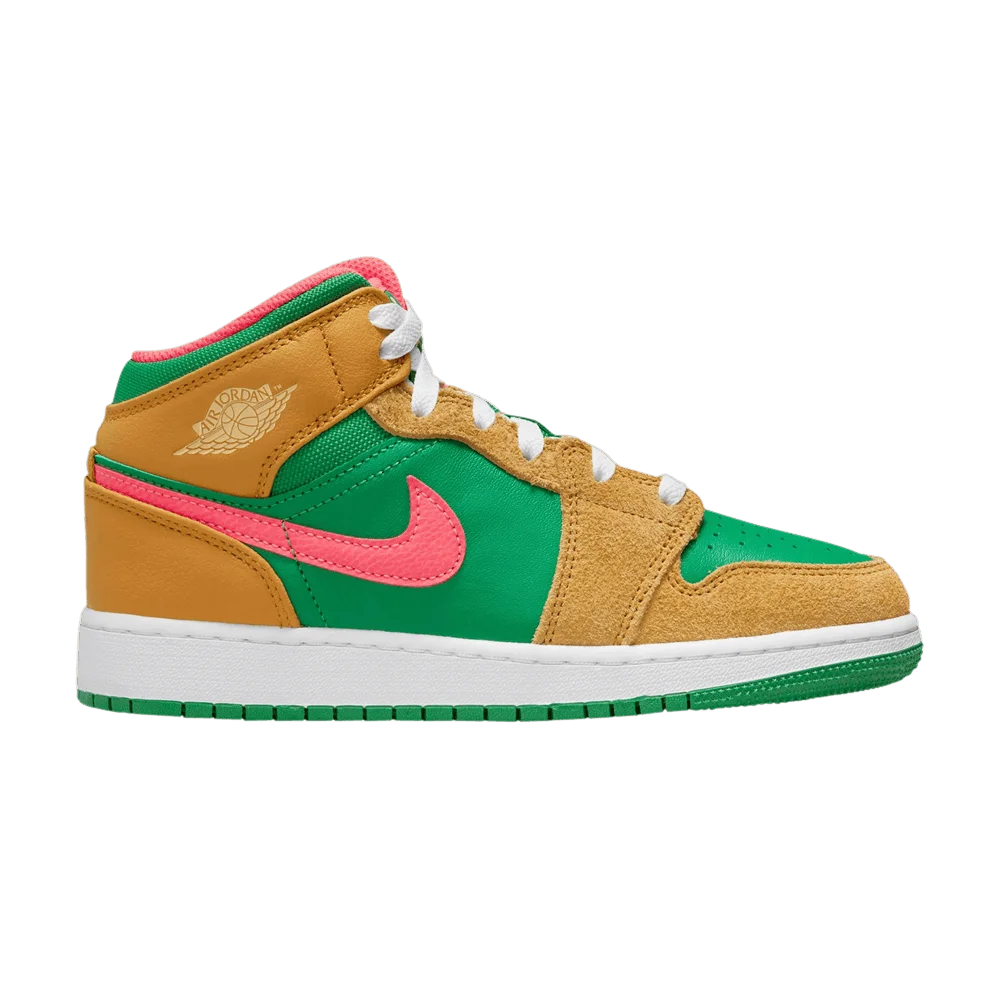 Кроссовки Air Jordan 1 Mid SE GS 'Wheat Watermelon'