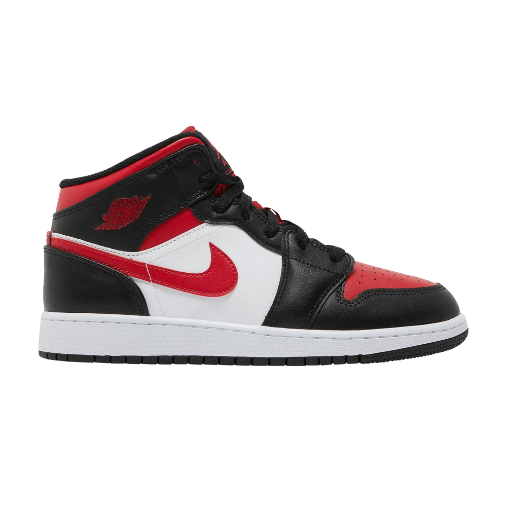 Кроссовки Air Jordan 1 Mid GS 'Black Fire Red' Sample