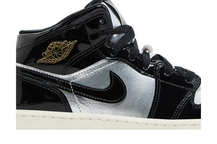 Кроссовки Air Jordan 1 Mid SE GS 'Black Metallic Silver'