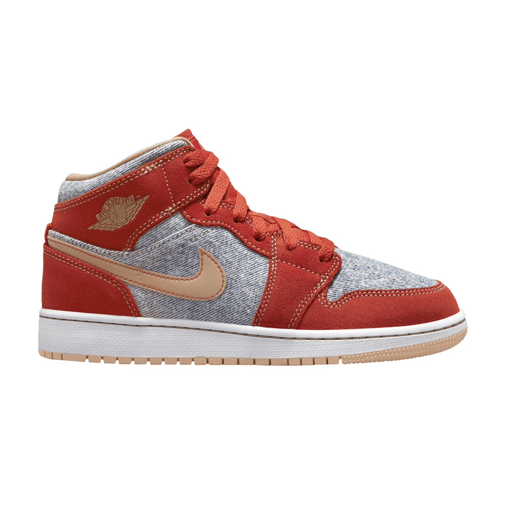 Кроссовки Air Jordan 1 Mid SE GS 'Denim Red'