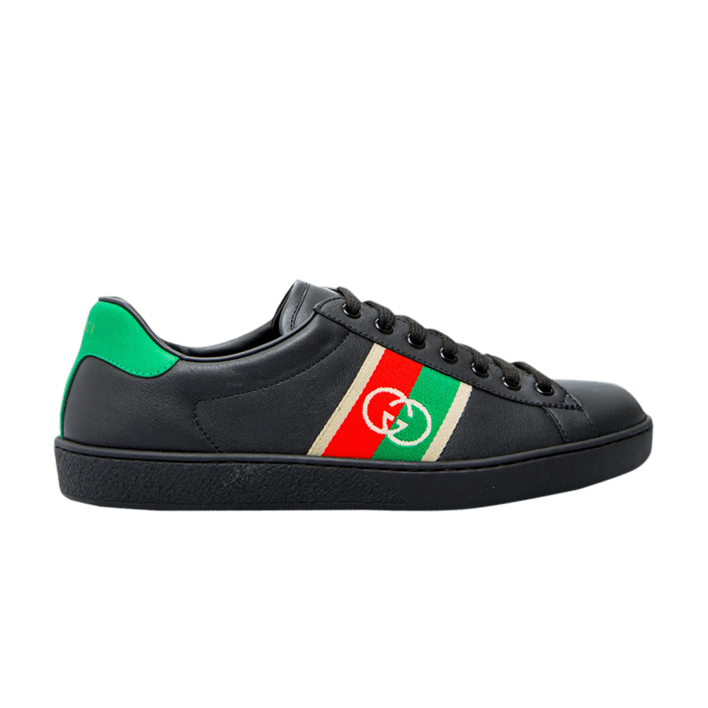 Кроссовки Gucci Wmns Ace Elastic Web 'Interlocking G - Black'