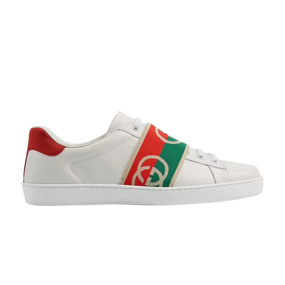 Кроссовки Gucci Wmns Ace Elastic Web 'Interlocking G - White Red Green'