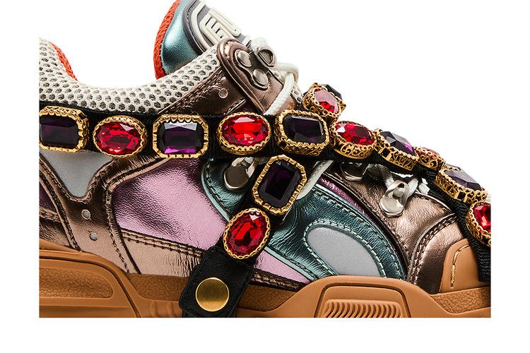 Кроссовки Gucci Wmns Flashtrek Crystals 'Multi-Color Metallic'