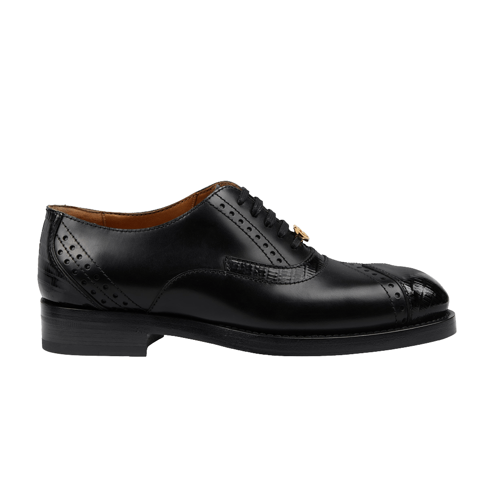 Кроссовки Gucci Wmns Leather Lace-up 'Black'