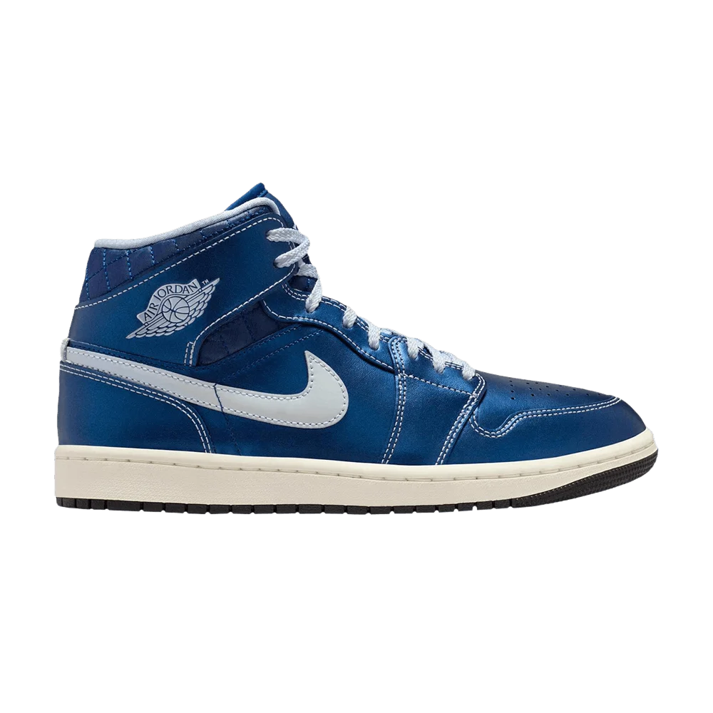Кроссовки Wmns Air Jordan 1 Mid 'Quilted Metallic Blue'