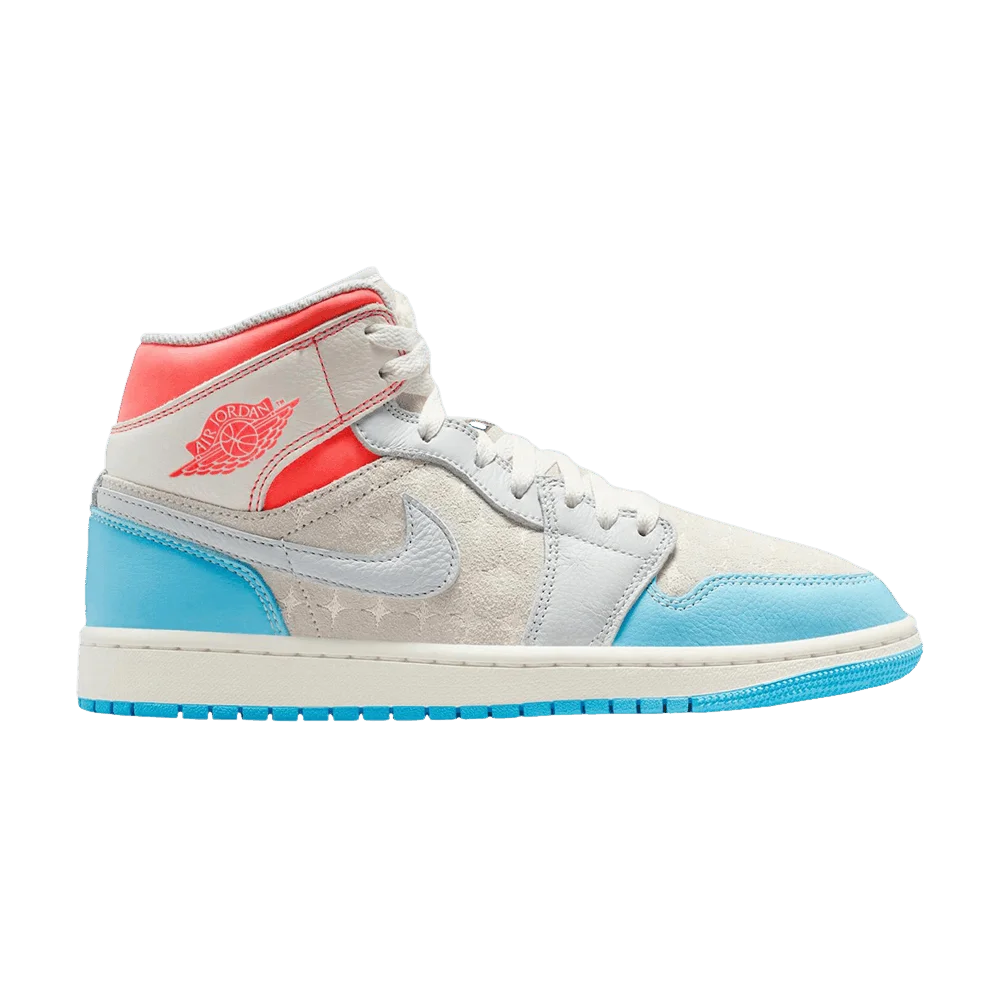 Кроссовки Wmns Air Jordan 1 Mid 'Sail Hot Lava Blue Chill'