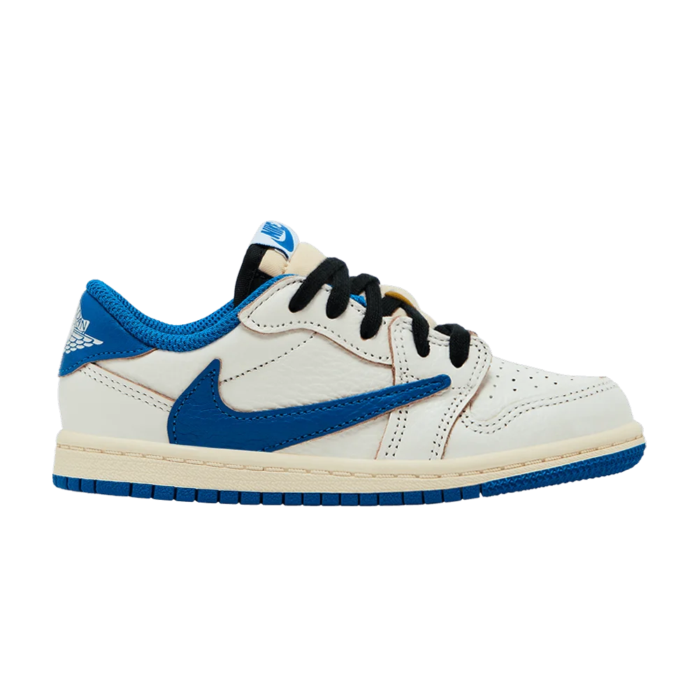 Кроссовки Fragment Design x Travis Scott x Air Jordan 1 Retro Low OG SP TD 'Sail Military Blue'