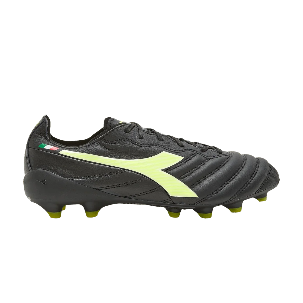 Кроссовки Diadora Brasil Elite 2 Tech Made in Italy LPX 'Black Fluorescent Yellow'