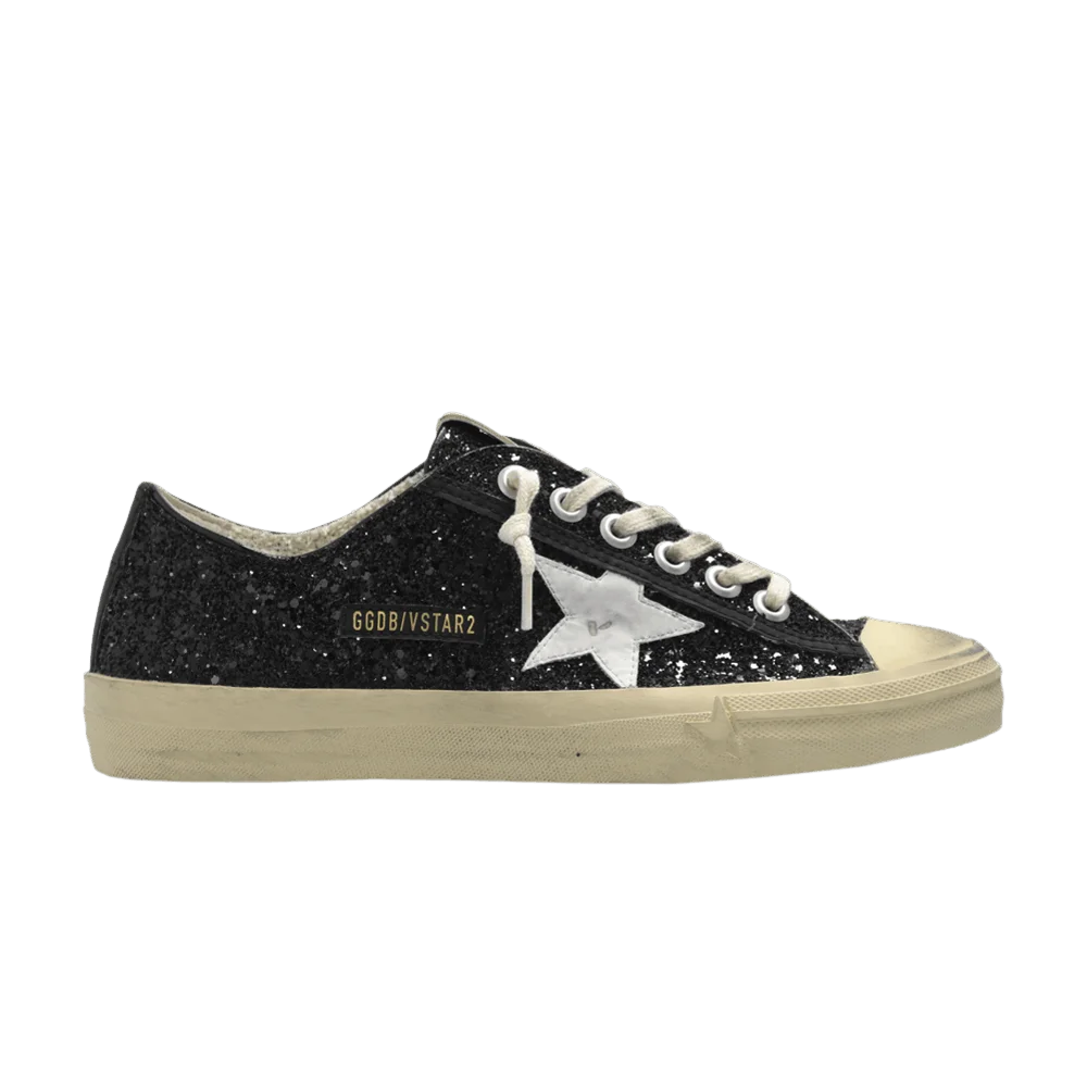 Кроссовки Golden Goose Wmns V-Star 2 'Black Platinum Glitter Star'