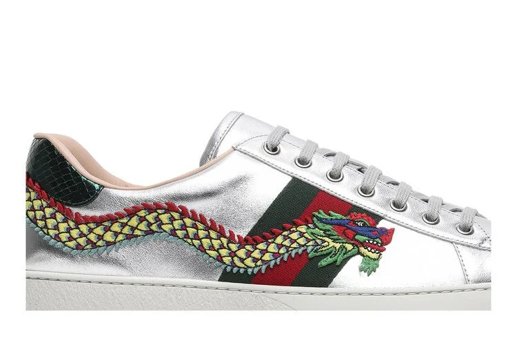 Кроссовки Gucci Ace Embroidered 'Silver Dragon'