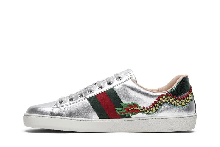 Кроссовки Gucci Ace Embroidered 'Silver Dragon'