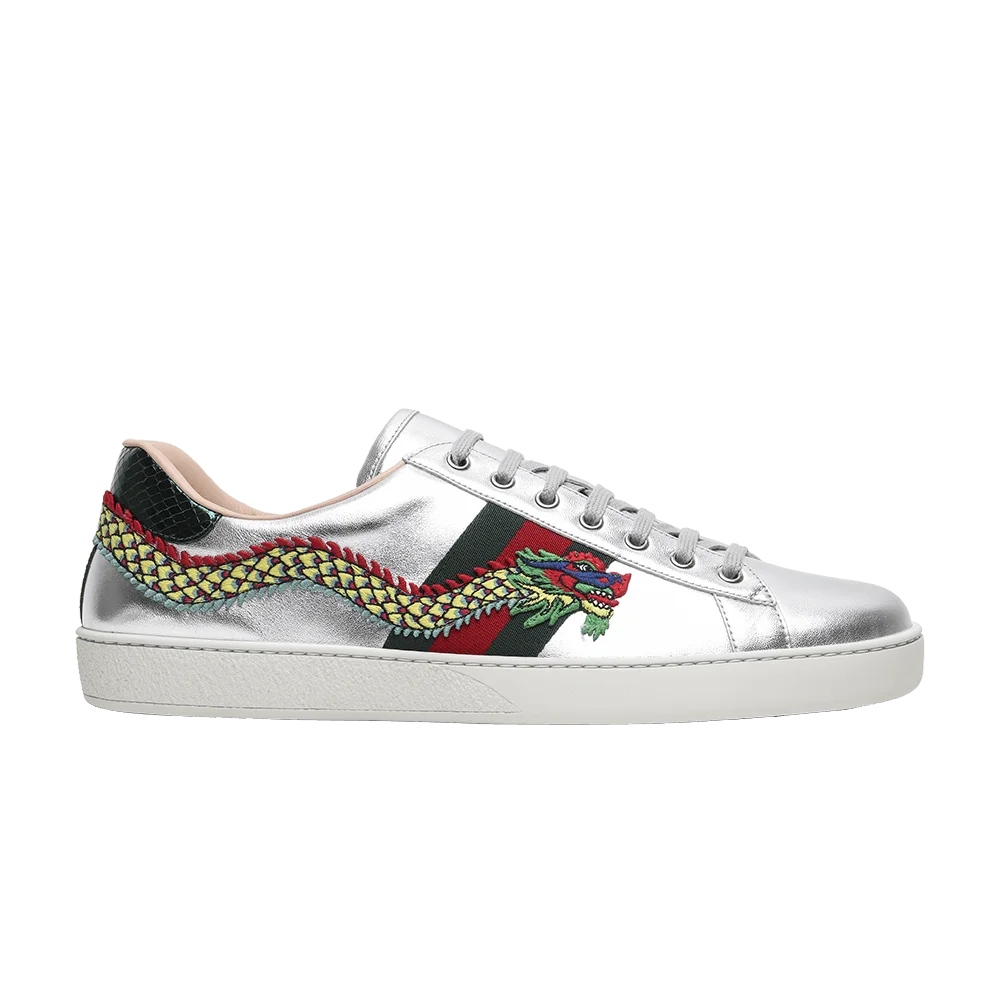 Кроссовки Gucci Ace Embroidered 'Silver Dragon'