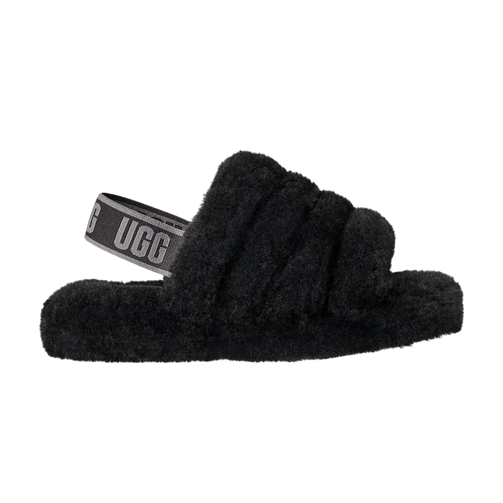 Кроссовки UGG Fluff Yeah Slide Kids 'Black Dark Shadow'
