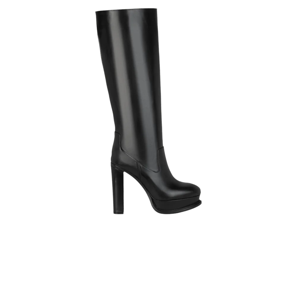 Botinki-Alexander-McQueen-Wmns-Leather-Knee-High-Boot-Black