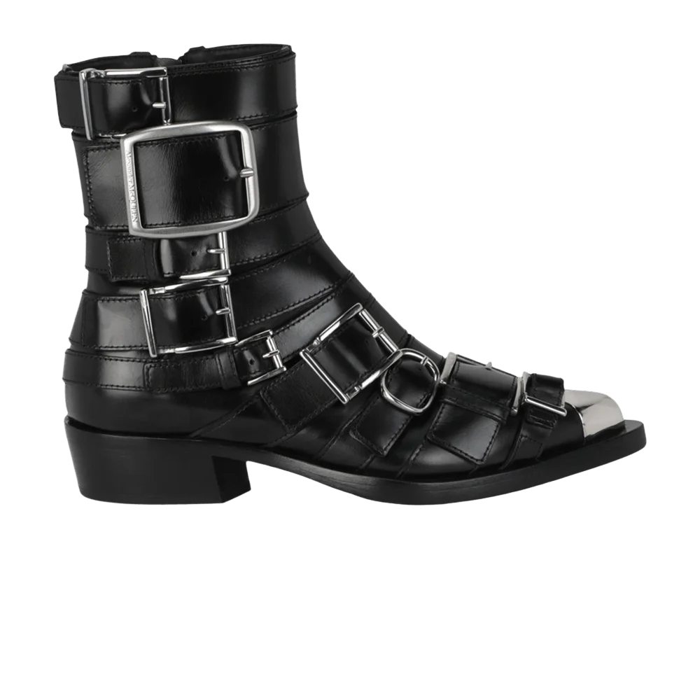 Botinki-Alexander-McQueen-Wmns-Strappy-Punk-Ankle-Boot-Black-Silver