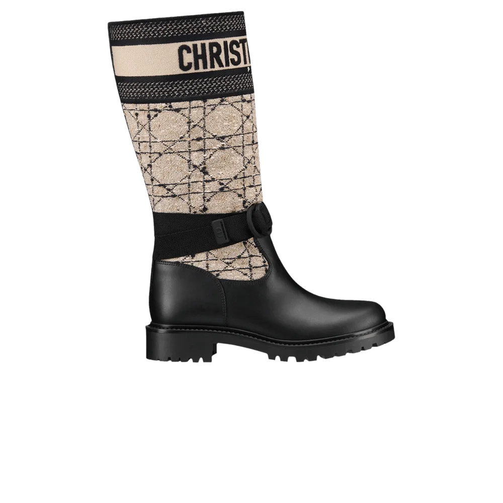 Botinki-Dior-Wmns-D-Major-Boot-Cannage-Tweed-Beige-Black
