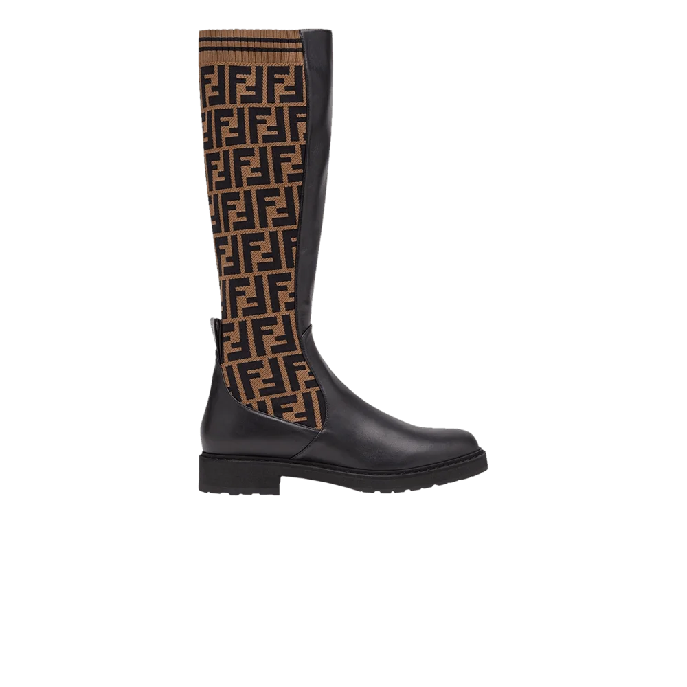 Botinki-Fendi-FF-Rockoko-Leather-Boot-Black-Tabacco