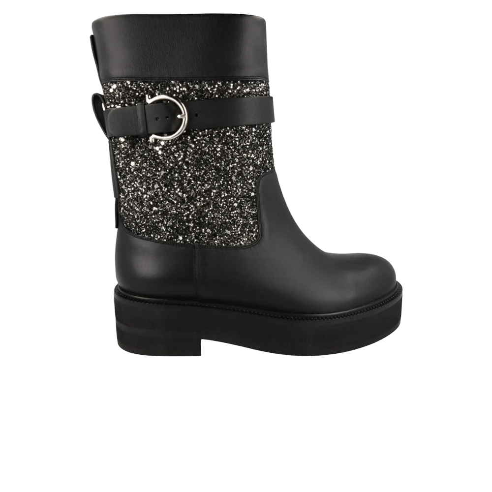 Botinki-Wmns-Ferragamo-Ean-Glitter-Ankle-Boot-Black