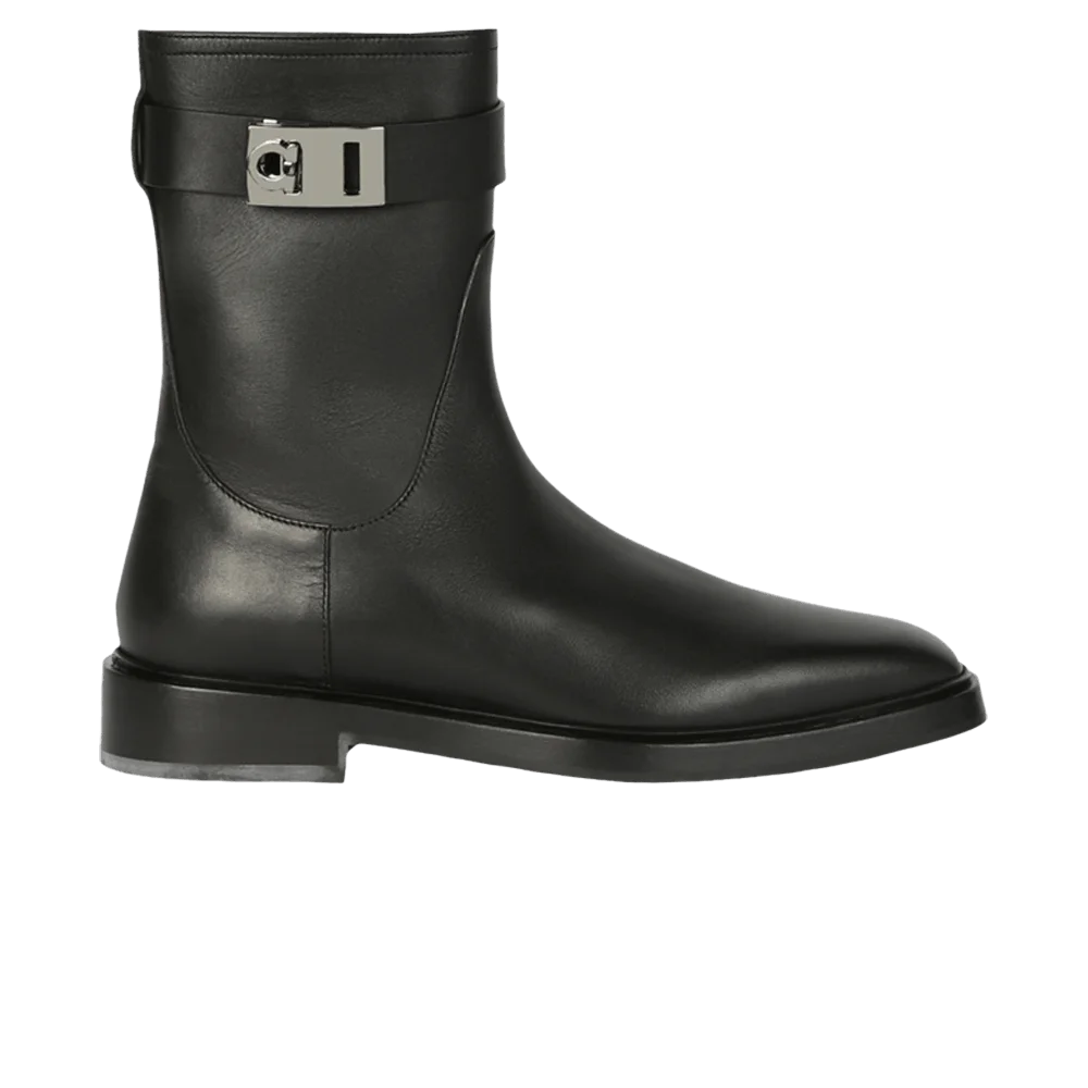 Botinki-Wmns-Ferragamo-Hug-Buckle-Ankle-Boot-Black