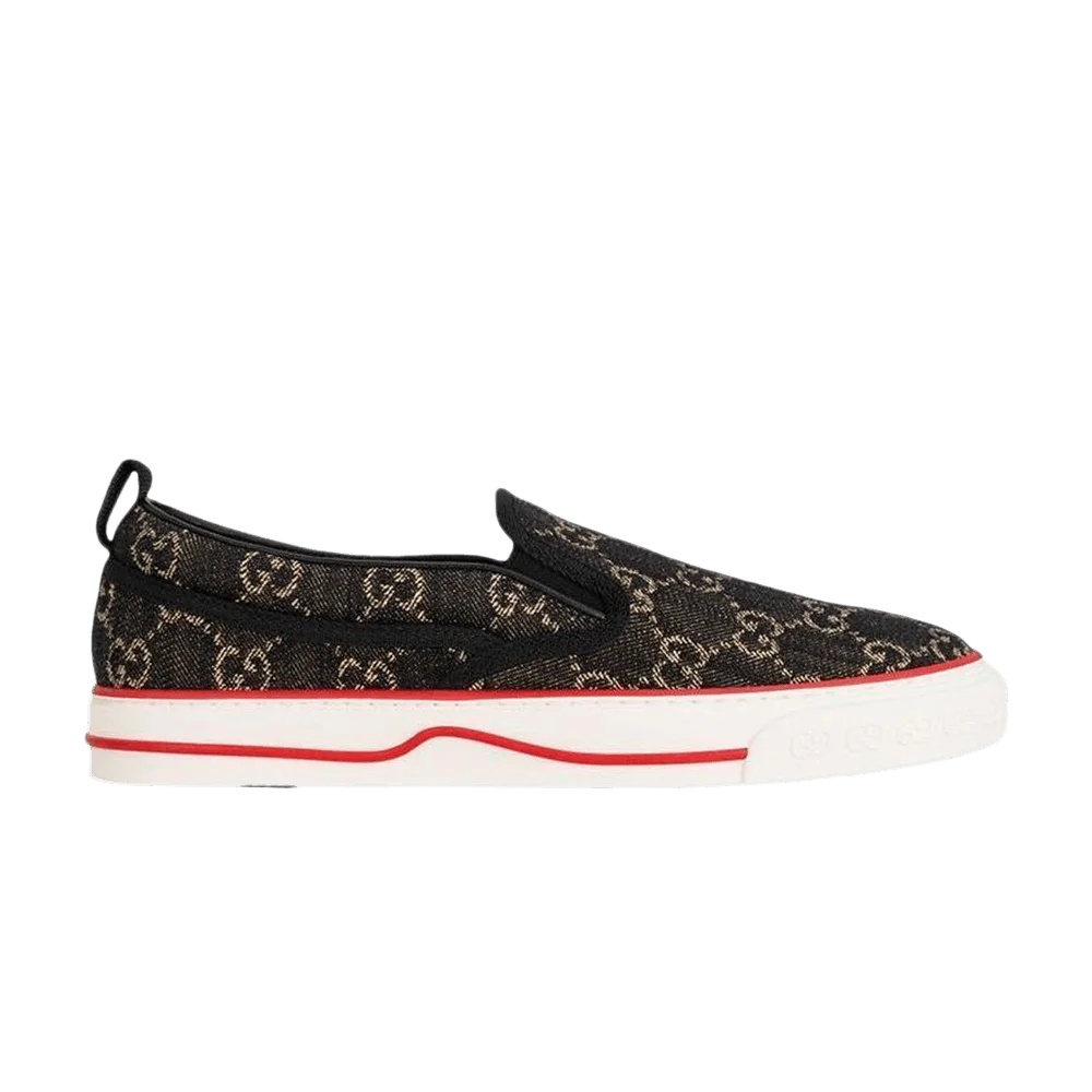 Kedy-Gucci-Tennis-1977-Slip-On-GG-Black-Denim