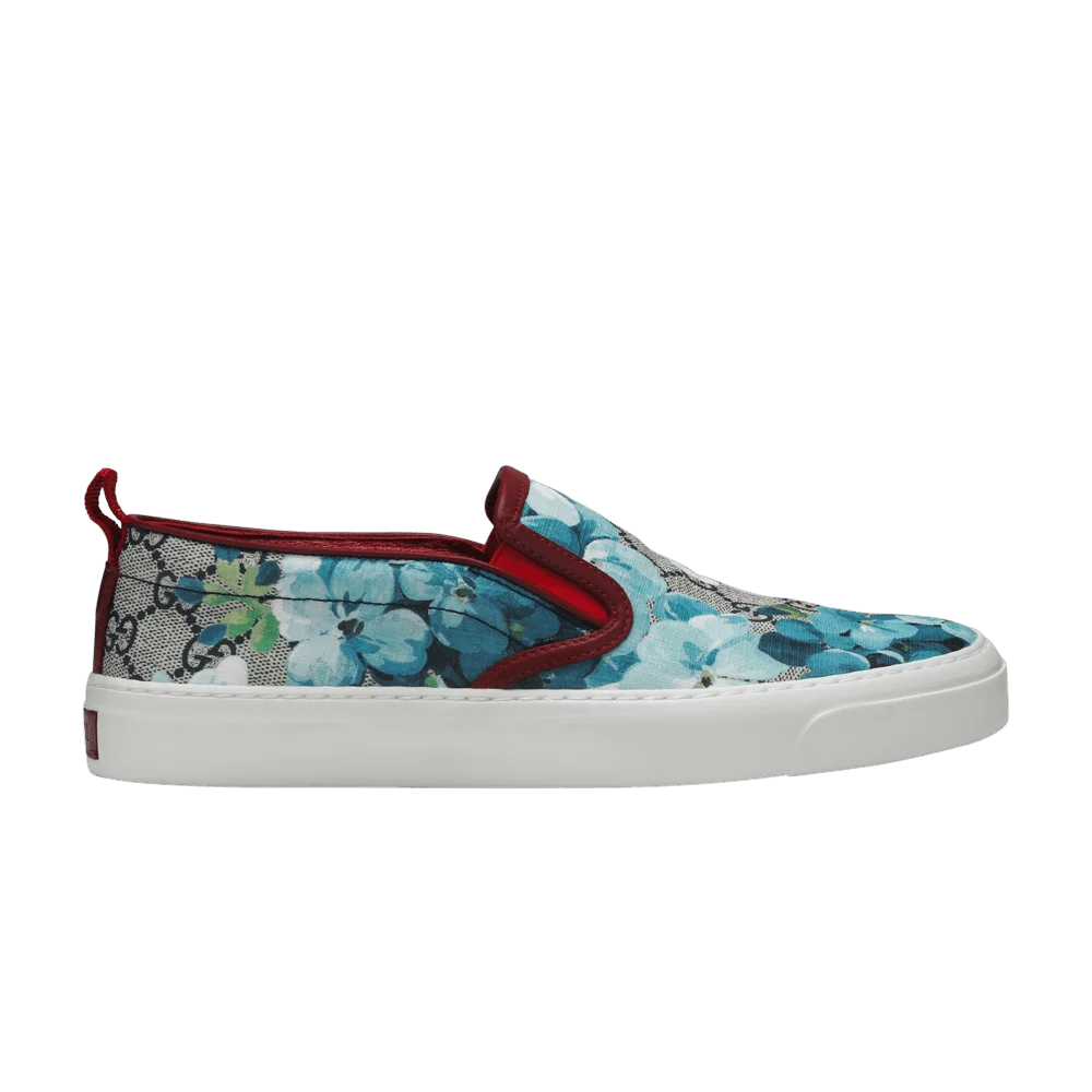 Kedy-Gucci-Wmns-GG-Supreme-Canvas-Slip-On-Blue-Floral