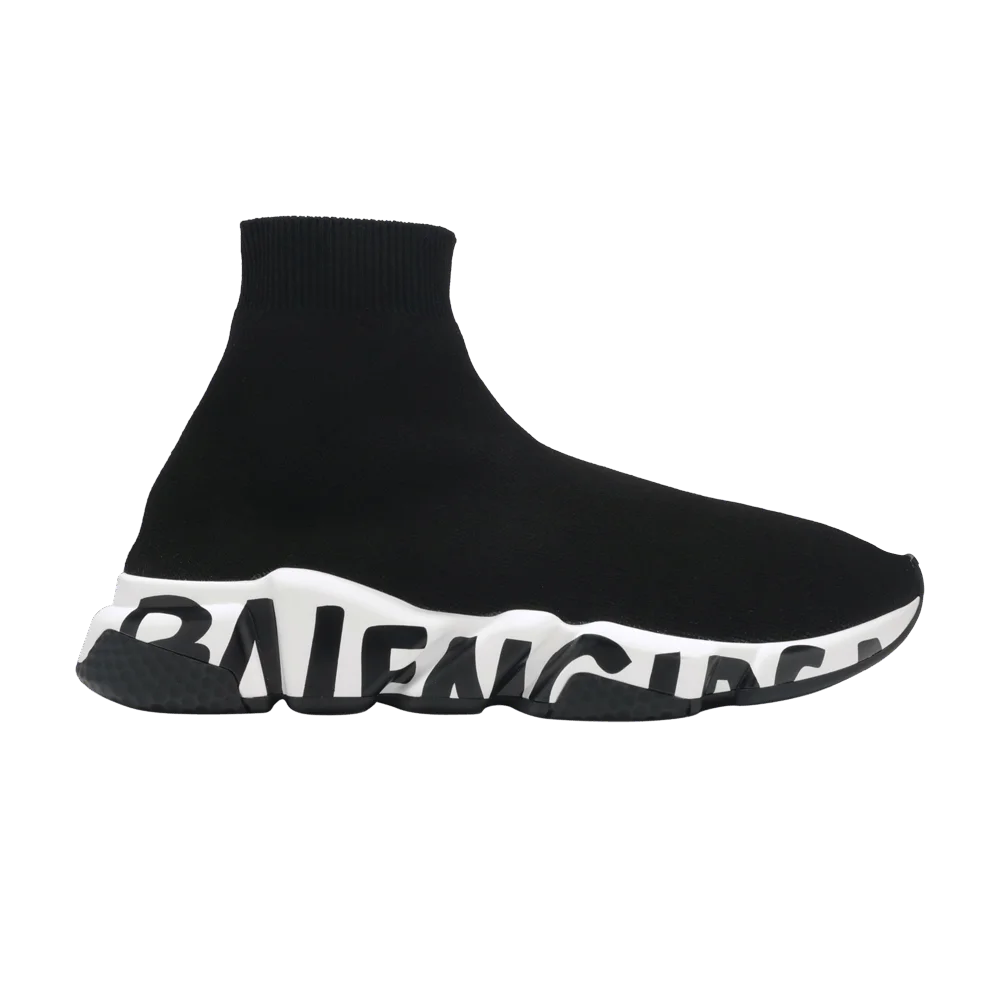 Krossovki-Balenciaga-Speed-Trainer-Graffiti-Black-White