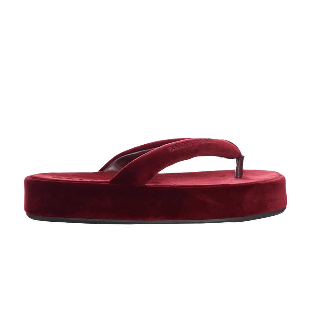 Krossovki-Balenciaga-Wmns-Jet-Lag-Thong-Velvet-Flip-Flop-Burgundy