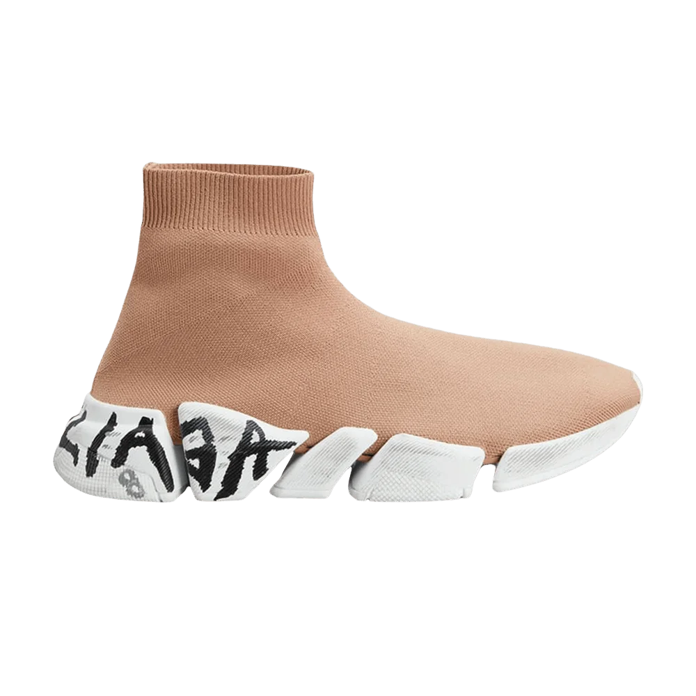 Krossovki-Balenciaga-Wmns-Speed-2-Graffiti-Sock-Bootie-Dark-Beige-White-Black