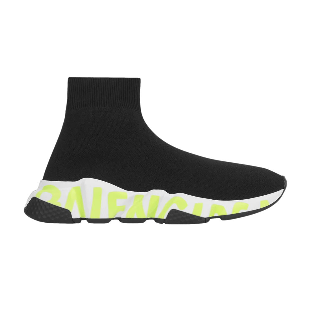Krossovki-Balenciaga-Wmns-Speed-Sneaker-Midsole-Graffiti-Black-Fluo-Green