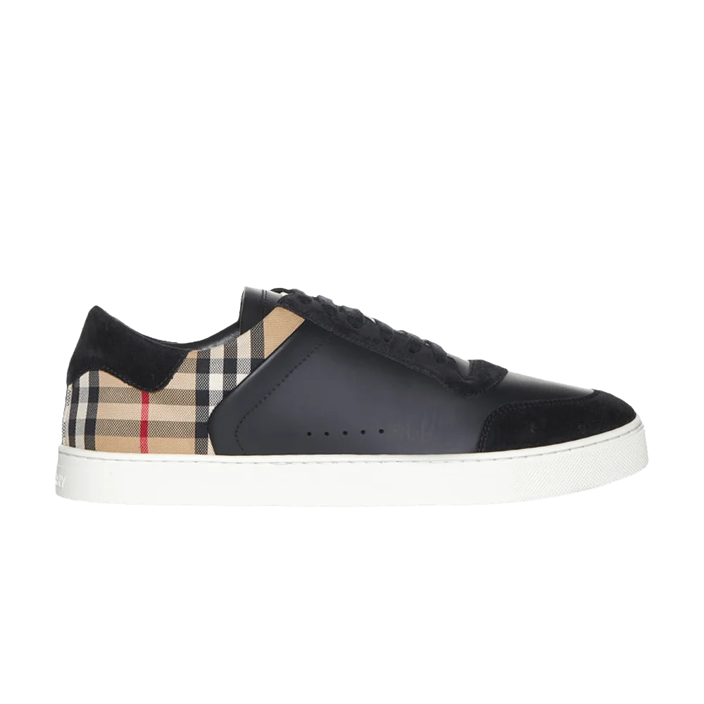 Krossovki-Balmain-Burberry-Check-Sneaker-Black-Beige