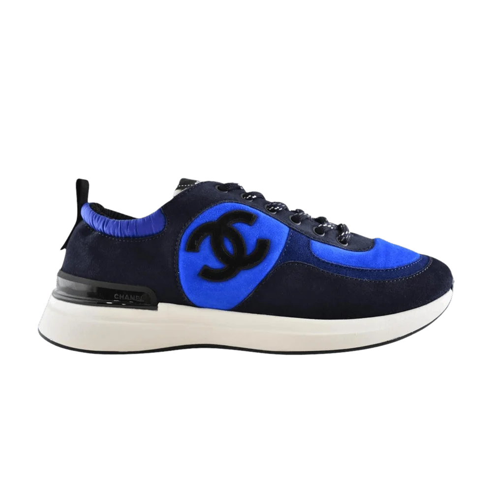 Krossovki-Chanel-Lace-Up-Tie-Flat-Runner-Trainers-CC-Logo-Blue-Suede