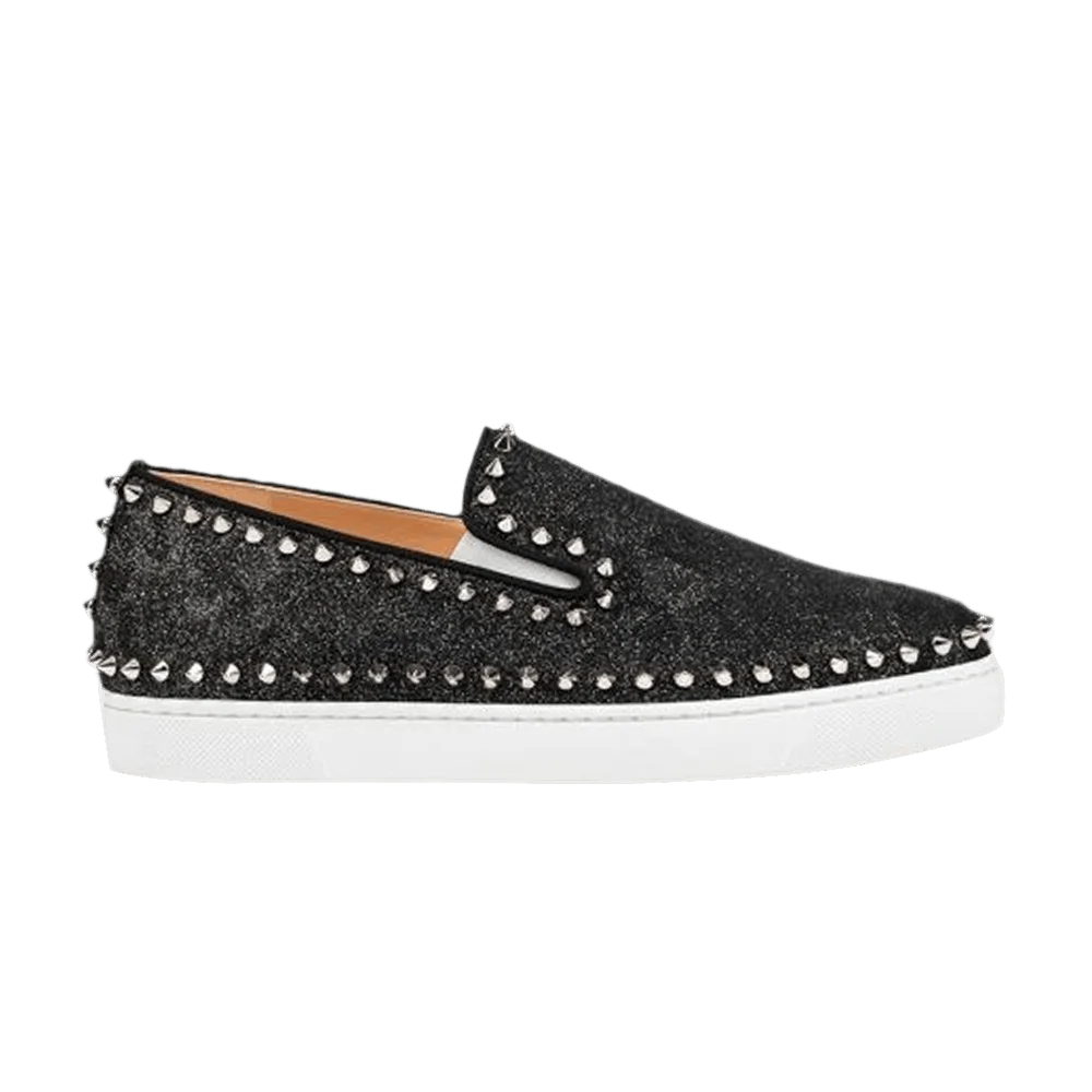 Krossovki-Christian-Louboutin-Wmns-Pik-Boat-Flat-Black-Argent