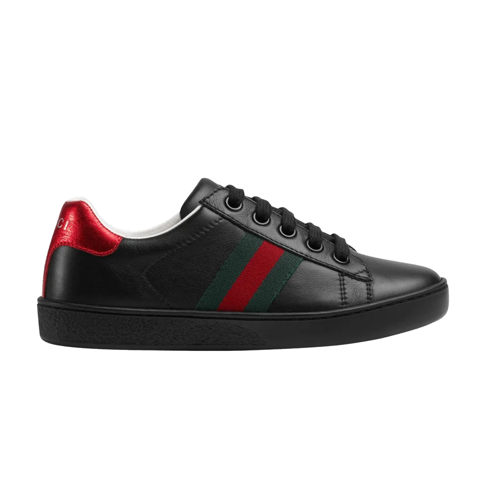 Krossovki-Gucci-Ace-Leather-Kids-Black