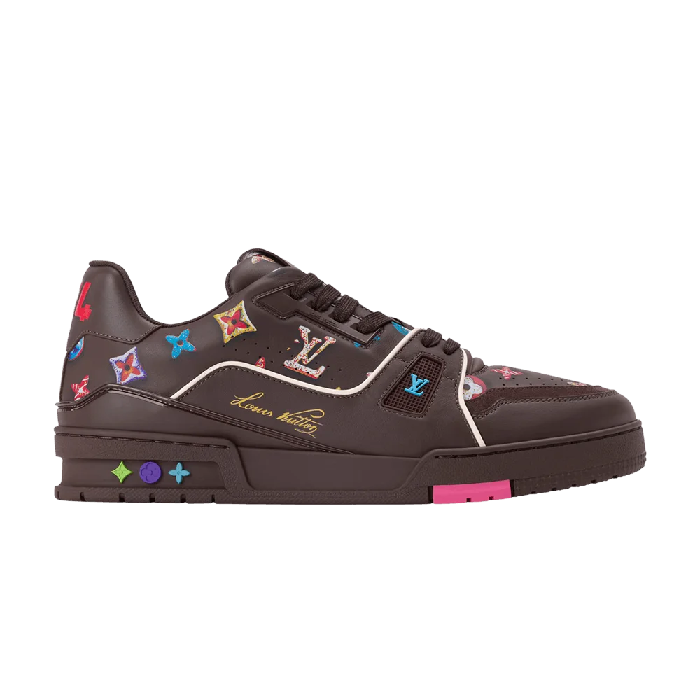 Krossovki-Louis-Vuitton-LV-Trainer-Monogram-Donuts-Brown