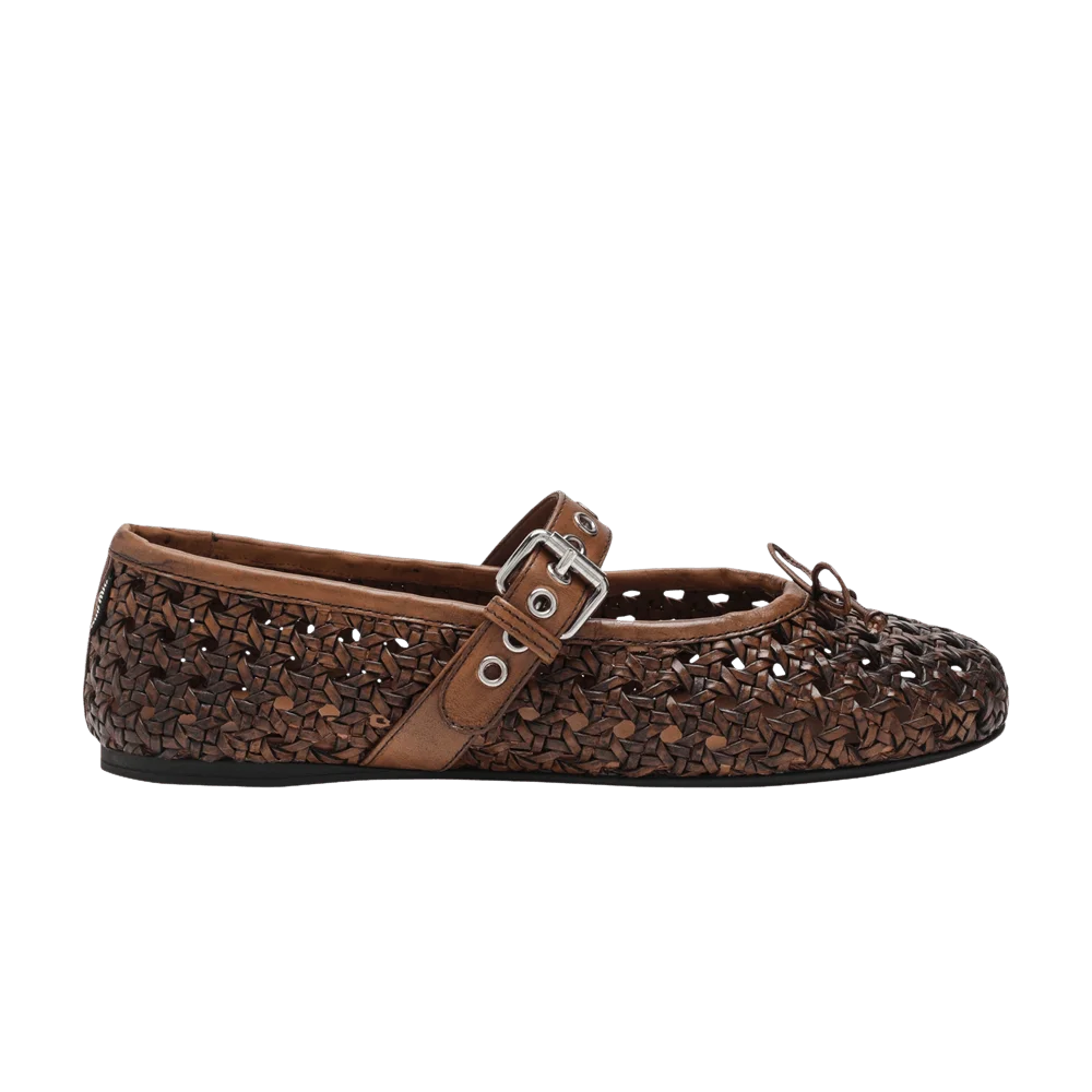 Krossovki-Miu-Miu-Wmns-Woven-Ballerina-Flat-Cognac