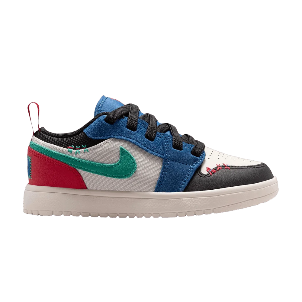 Krossovki-Nike-Air-Jordan-1-Low-ALT-SE-PS-True-Blue-Red-Kinetic-Green
