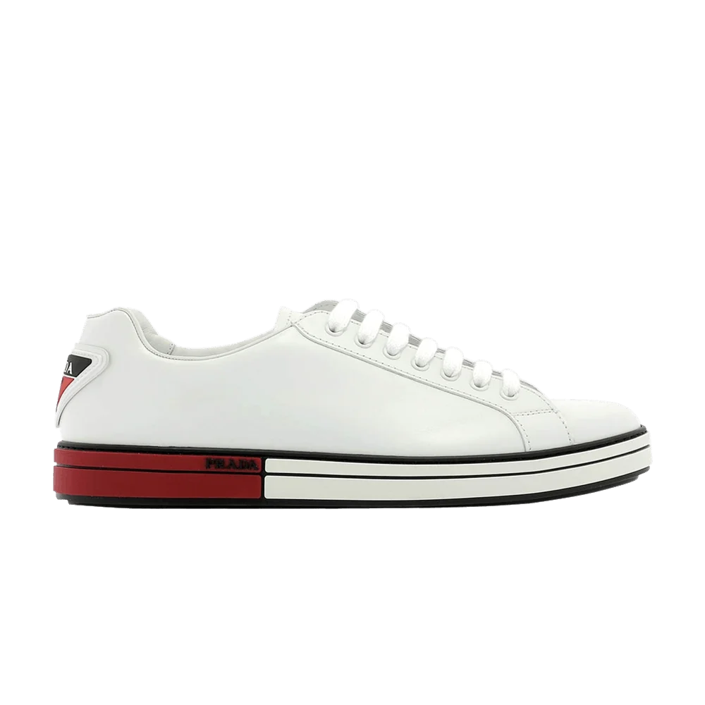 Krossovki-Prada-Badge-Leather-White-Red