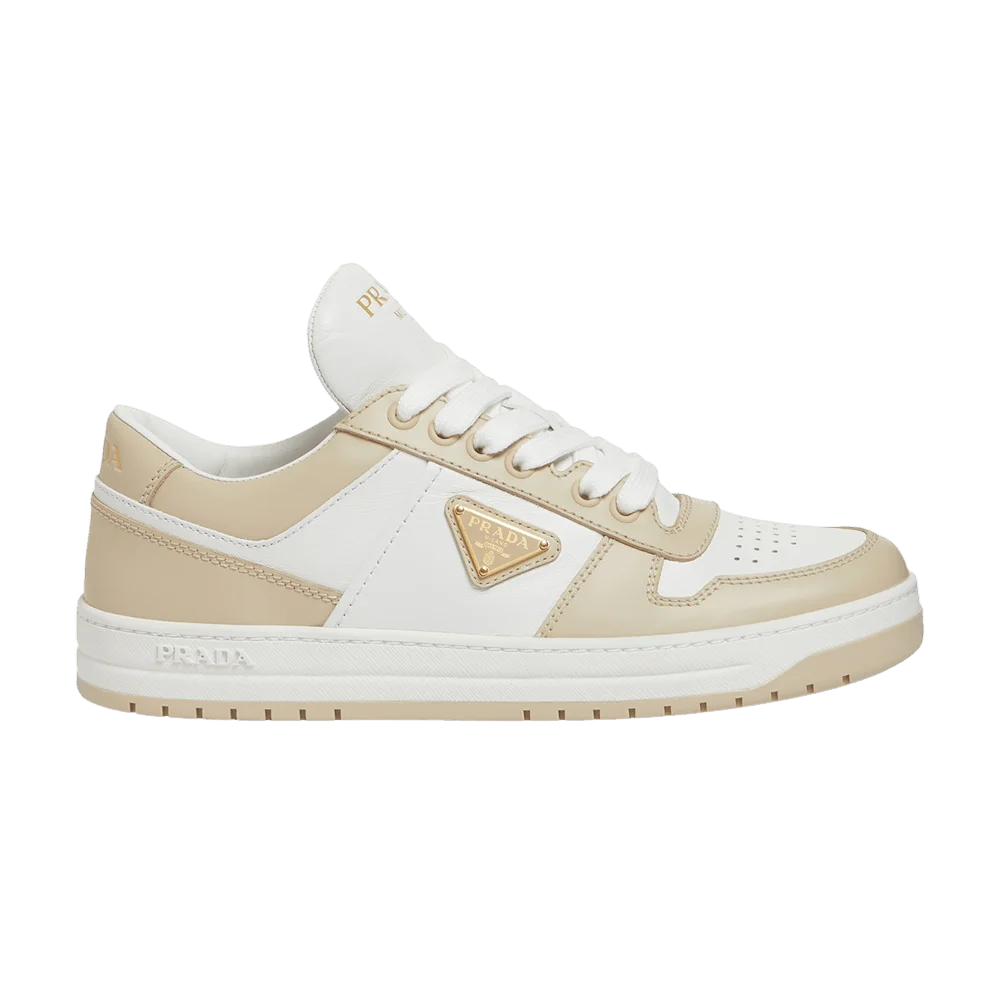 Krossovki-Prada-Triangle-Logo-Leather-Low-White-Desert