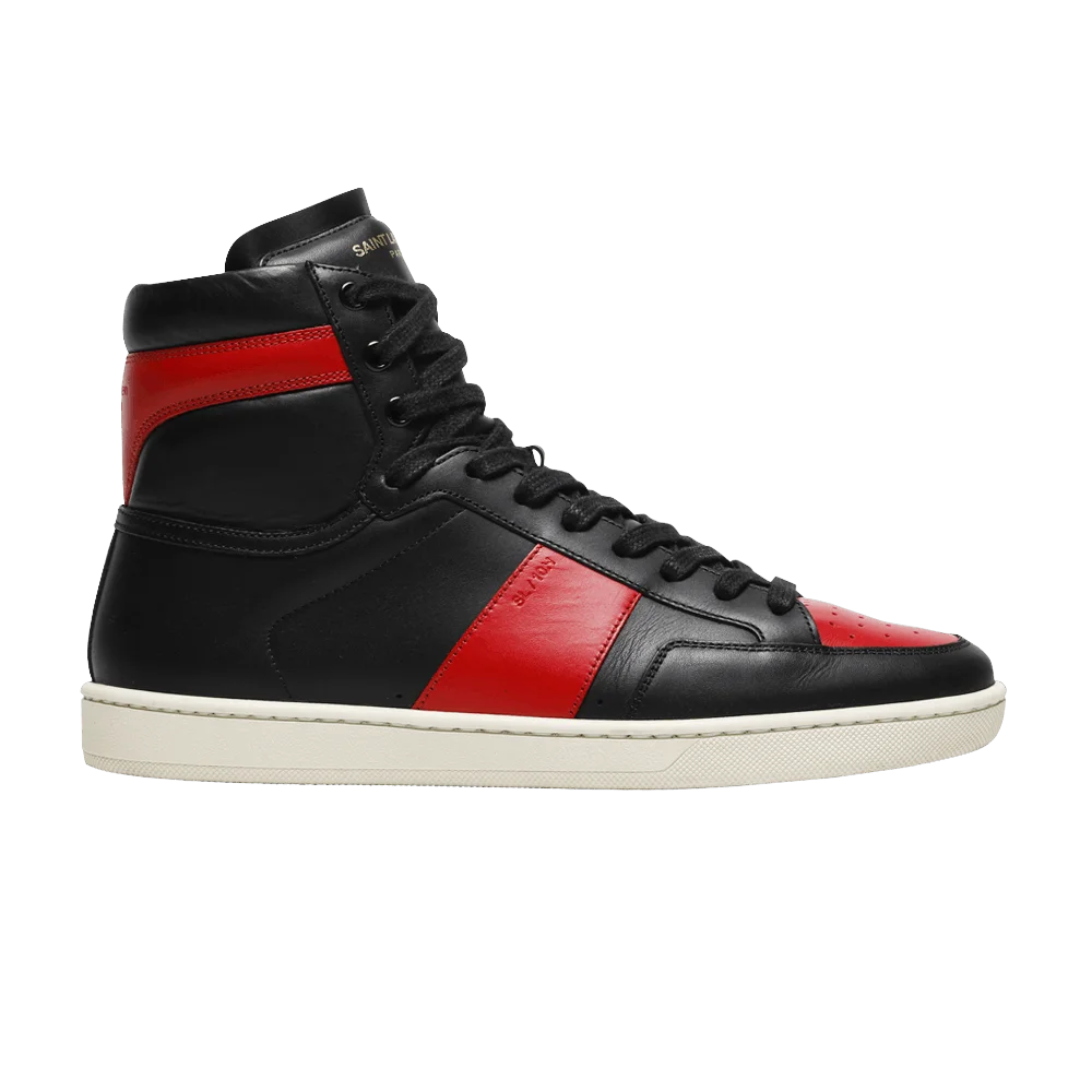 Krossovki-Saint-Laurent-SL-10H-High-Top-Sneaker-Black-Red