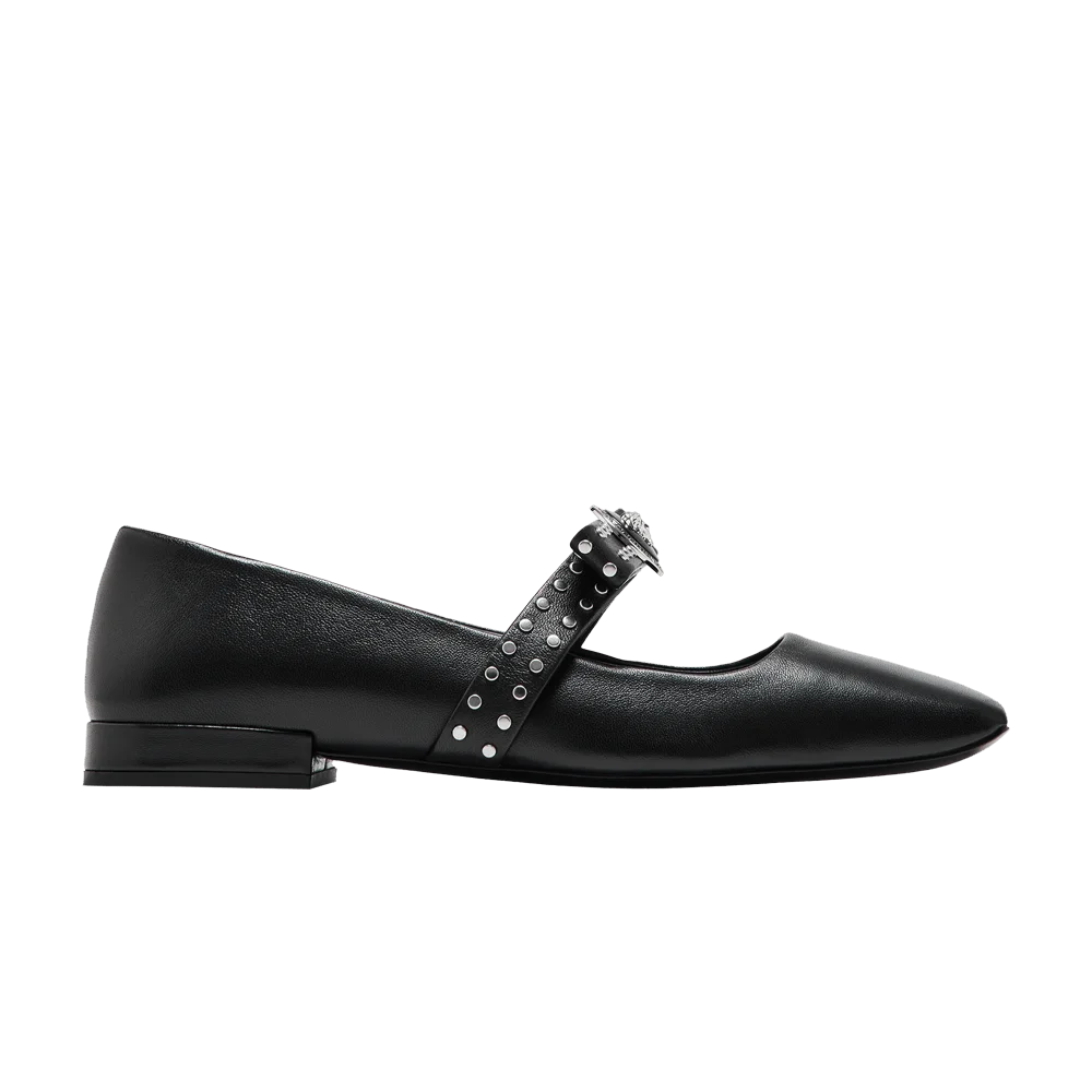 Krossovki-Versace-Wmns-Gianni-Ribbon-Studded-Ballerinas-Black